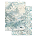 Cardstock with winter landscape design and decorative border