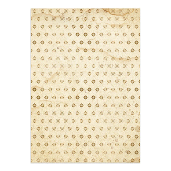 A rectangular beige mat or rug with a repeating pattern of small brown floral or starburst motifs, shown flat against a white background.