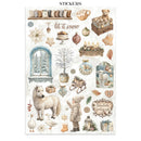 Collection of winter-themed stickers on a white background