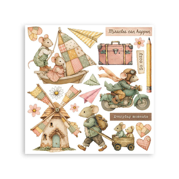 Stamperia Printed Decorative Rub-On Kit 6.1" x 6.1" - Cozy Family