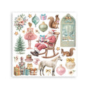 Collection of Christmas-themed illustrations including Santa Claus, a horse, and various festive elements on a white background.
