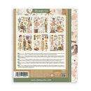 The back cover of a Stamperia paper craft sheet, featuring vintage illustrations of women in historical attire, Italian text instructions, a barcode, and the website www.stamperia.