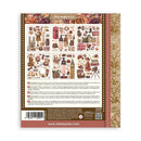 The back cover of a Stamperia paper scrapbook card, featuring a grid of vintage illustrations, product descriptions in Italian, a barcode, and the brand website.