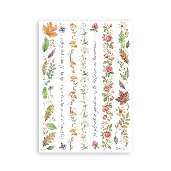 Stamperia Printed Washi Pad for Art and Craft A5 8 Sheets - Flowers and Poems