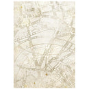 A vintage-style city map print featuring street names and faint illustrations, shown centered on a white background.