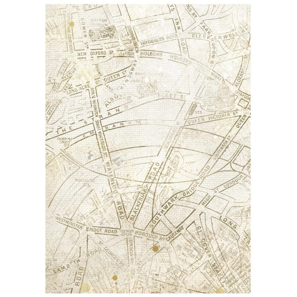 A vintage-style city map print featuring street names and faint illustrations, shown centered on a white background.