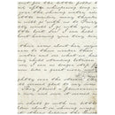 A square art print featuring a vintage handwritten letter on aged, warm beige paper with elegant cursive script.