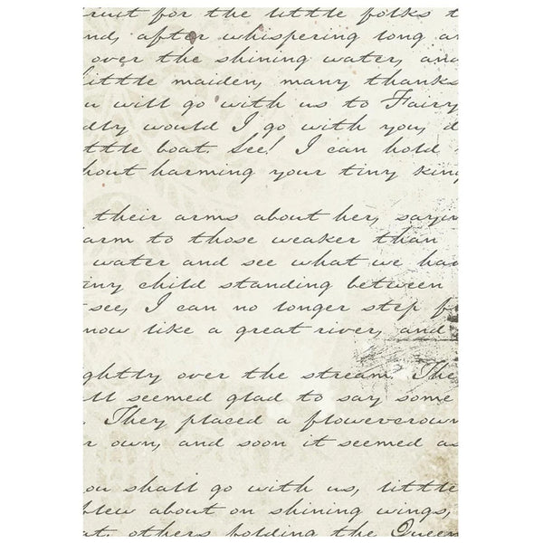 A square art print featuring a vintage handwritten letter on aged, warm beige paper with elegant cursive script.