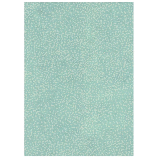 A rectangular area rug with a light mint green base and a dense, all-over pattern of small white dots, shown flat against a white background.