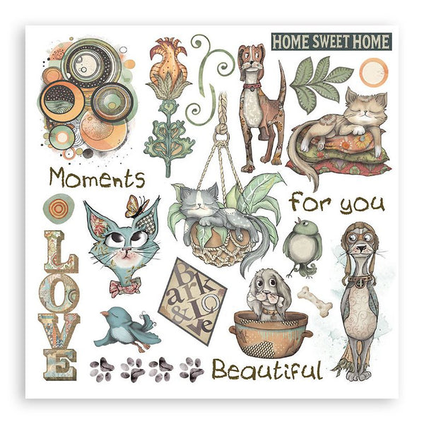 Stamperia Rub-On Kit 6 Sheets 6.1"x 6.1" - Furry Friends