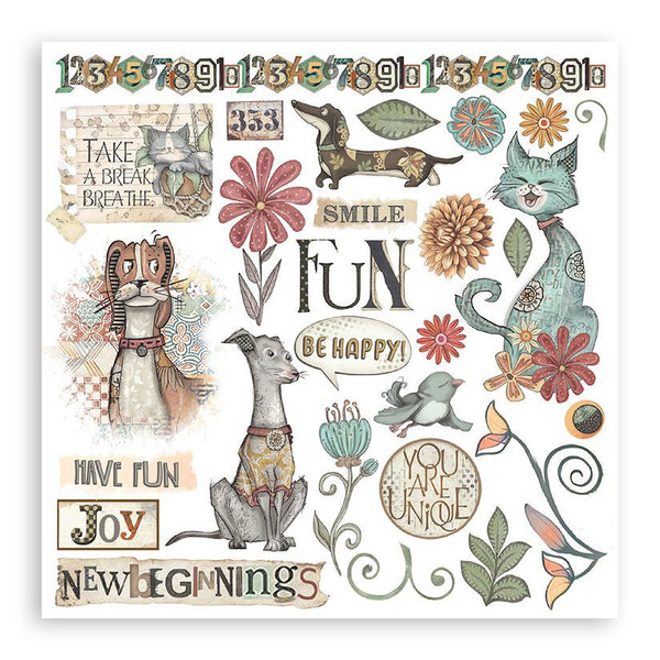 Stamperia Rub-On Kit 6 Sheets 6.1"x 6.1" - Furry Friends