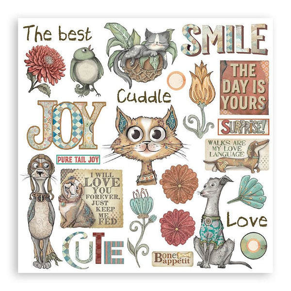 Stamperia Rub-On Kit 6 Sheets 6.1"x 6.1" - Furry Friends