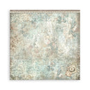 A square decorative art print or card featuring a distressed vintage design with faded script, floral motifs, ornate borders, and a small vintage map illustration in the lower right corner, shown against a plain white background.