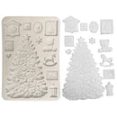 Mold with Christmas tree, teddy bear, and other decorative elements on a white background
