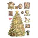 Decorative Christmas tree with various ornaments on a white background