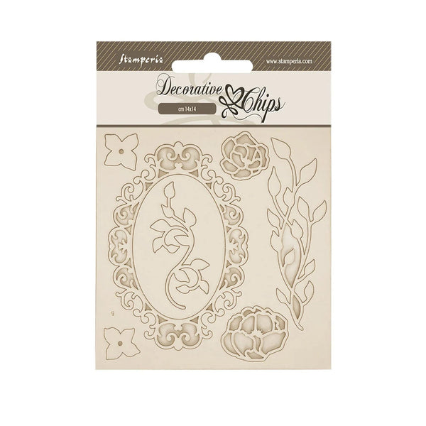 Stamperia Decorative Chips - Quiet Days Frame with Flowers
