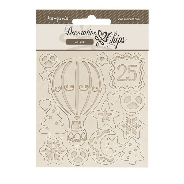 Stamperia Decorative Chips 5.51"x 5.51" - Candy Christmas Air Balloons