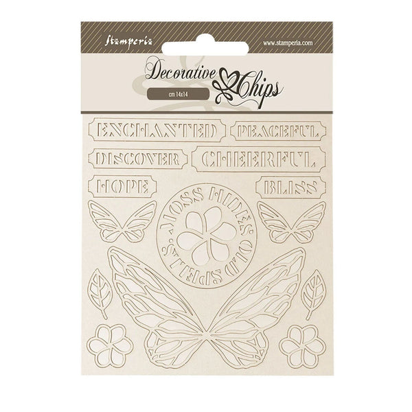 Stamperia Decorative Chips 5.5" x 5.5" - Whispering Woods Butterfly