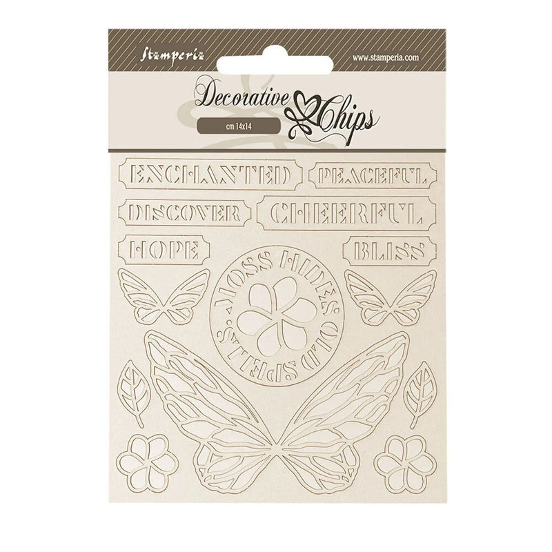 Stamperia Decorative Chips 5.5" x 5.5" - Whispering Woods Butterfly