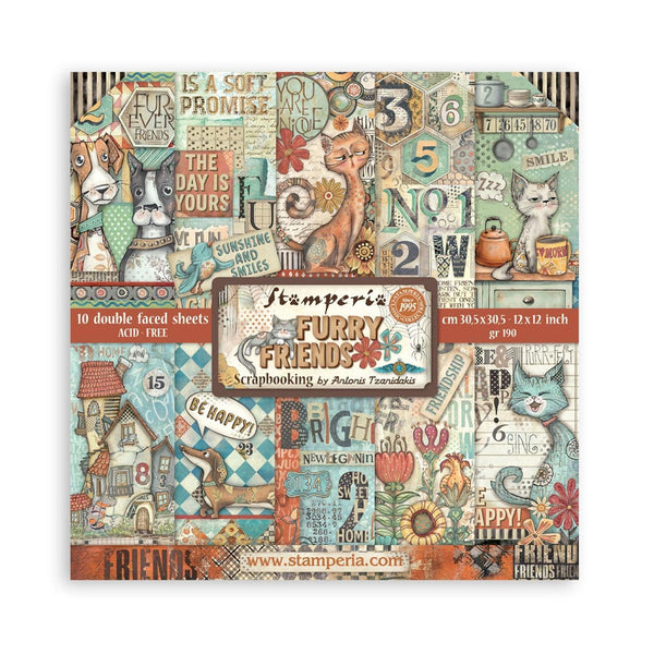 Stamperia Double-Sided Paper Pad 12" ‚àö√≥ 12" 10/pkg - Furry Friends