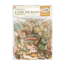 Stamperia Cozy Family Adhesive Ephemera sticker pack featuring a vintage illustration of a family of mice traveling in a pink car with a suitcase, umbrella, and other nostalgic items.