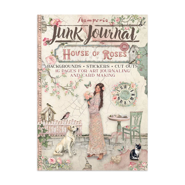 Stamperia Junk Journal with 'House of Roses' design on a white background
