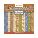 Stamperia maxi backgrounds selection 'Silent Night' scrapbook paper pack, featuring 10 double-sided patterned sheets in autumn and winter themes, shown in its retail packaging.