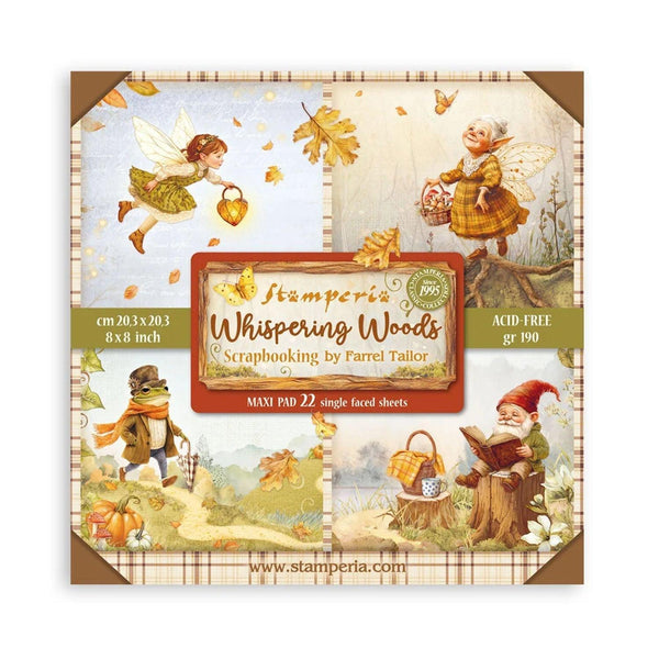 Stamperia Scrapbooking Pad 8"x8" 22/Pkg - Whispering Woods