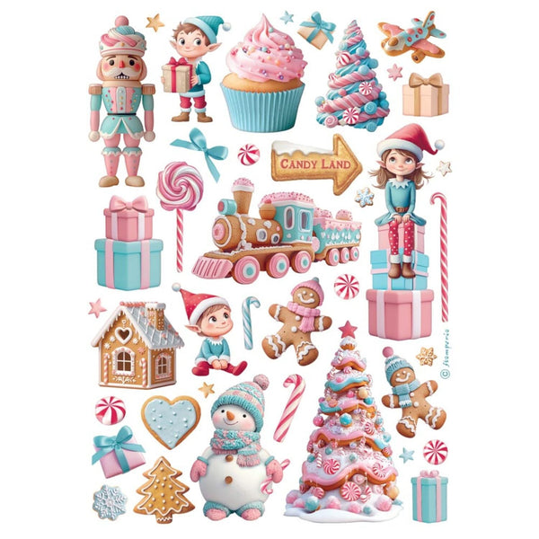 Stamperia Selection Rice Paper A4 Set of 6 - Candy Christmas