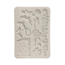Decorative silicone mold with floral and nature-themed designs on a white background