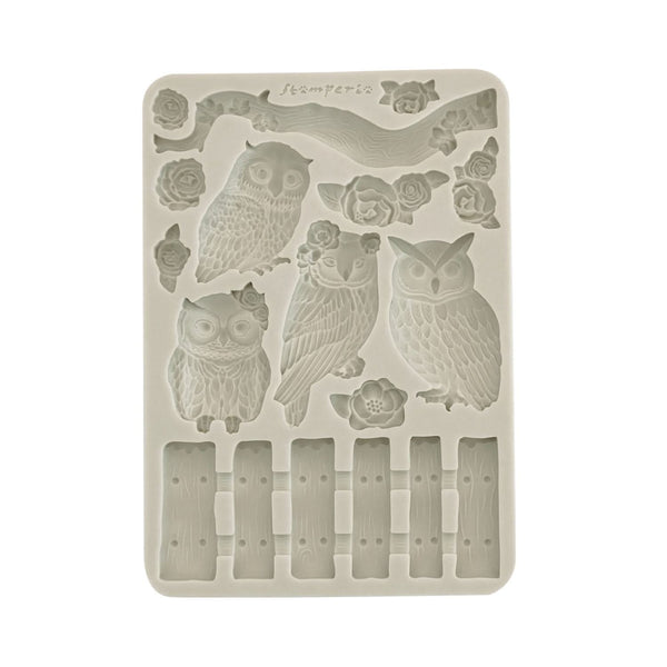 Stamperia Silicone Mould A5 - The Owl's House Owls & Branch