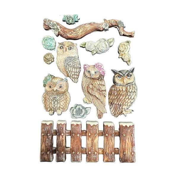 Stamperia Silicone Mould A5 - The Owl's House Owls & Branch