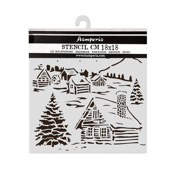 Stamperia Thick Stencil 7.09"x 7.09" - The Owl's House Cottage