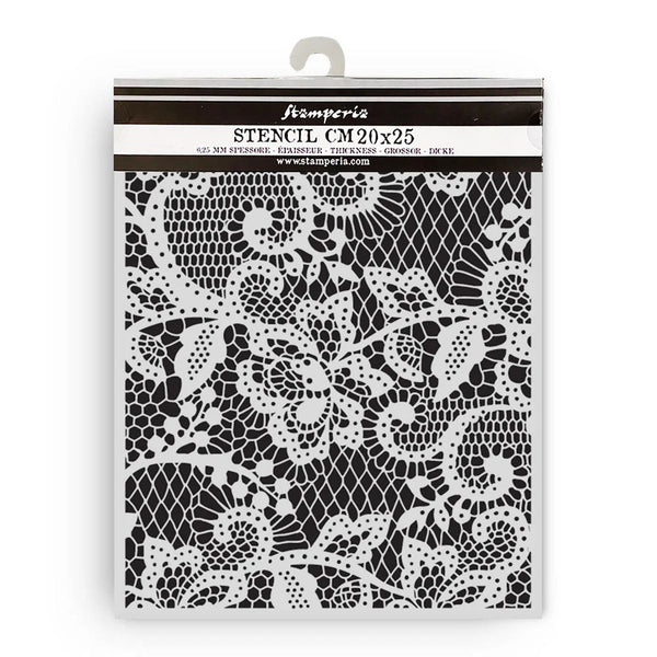 Patterned stencil with black design on a white background, featuring the brand 'Famperie'.