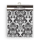 Decorative stencil with black floral pattern on a white background, featuring Stampperia branding.
