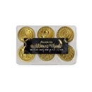 A set of six gold wax seals in a clear plastic clamshell package with a black label reading 'Sempéria Wax and Seals'.
