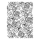 Black and white pattern featuring a repeating hand-drawn swirl design.
