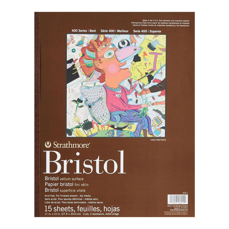 Strathmore 400 Series Bristol Pad 2Ply Vellum 11"x 14" Tape Bound - 15 Sheets