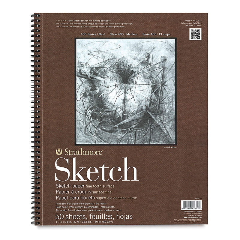 Strathmore 400 Series Sketch Pad 11"x 14" Spiral Bound Side - 50 Sheets