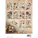 A Christmas-themed sticker sheet or decoupage sheet featuring multiple small holiday illustrations and a large 'College Christmas' sign near the bottom, shown on a beige plaid background with product code and barcode at the bottom.