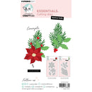 Studio Light Creative Craftlab 'Festive Holly' cutting dies set, featuring example die cut designs of a red poinsettia, green holly leaves with red berries, and pine branches on a white background with product packaging and barcodes.