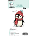 Studio Light Creative Craftlab 'elvis' clear stamp packaging featuring an illustration of a penguin wearing a red plaid beanie and matching scarf.