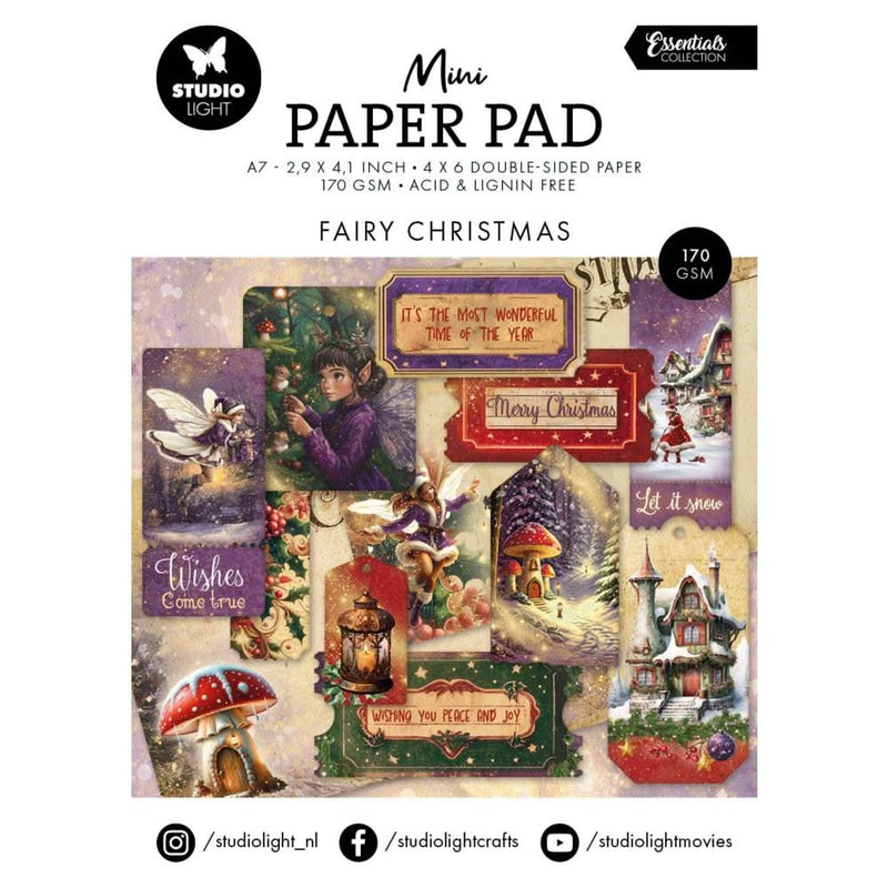 Mini paper pad with fairy Christmas design on a white background