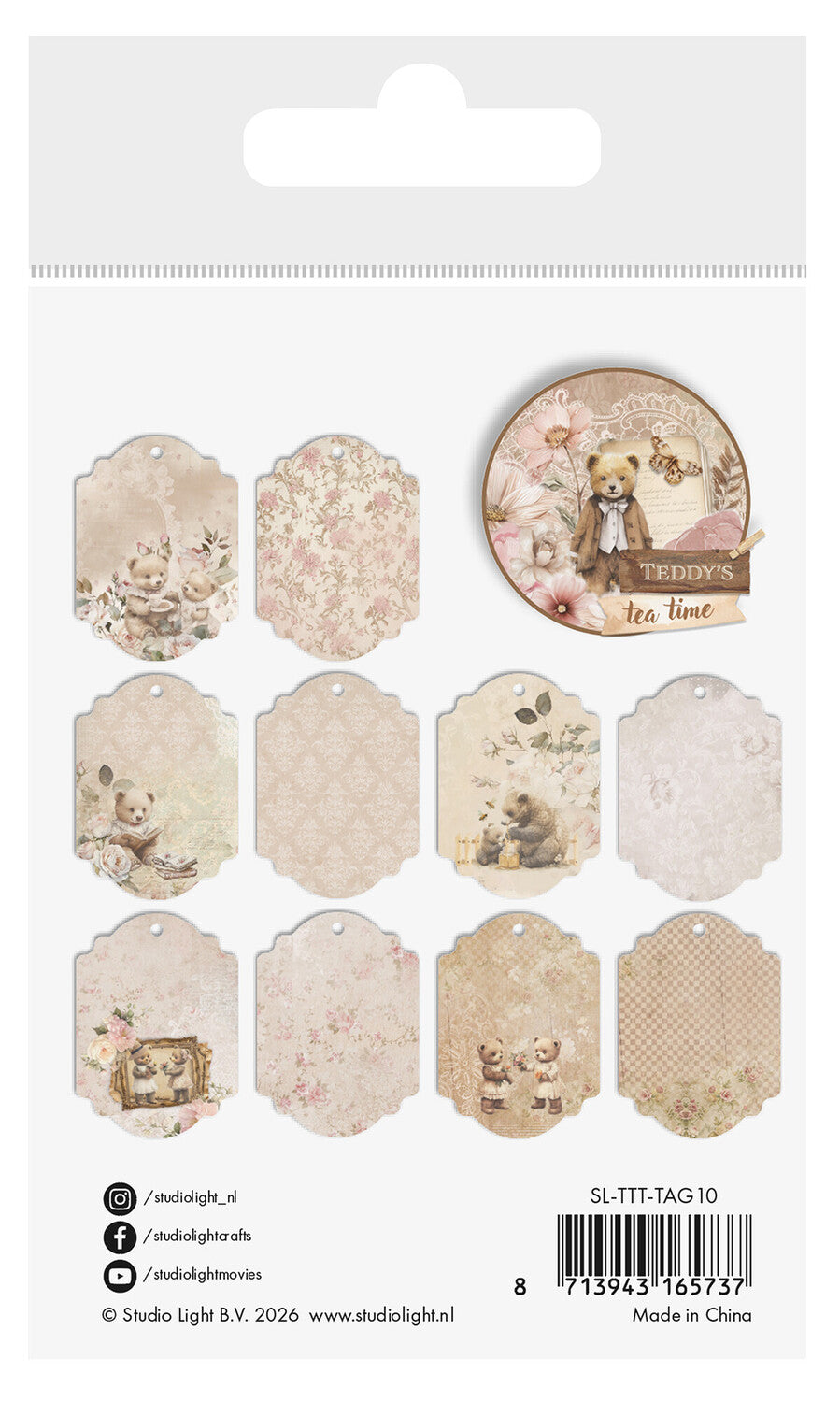 Studio Light Teddy's Tea Time ATC Paper Tags | CraftOnline