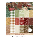 Studio Light Collage Christmas patterned paper pack featuring 36 sheets of double-sided pattern paper in 18 different holiday colors and designs, including plaid, wood grain, snowflakes, and Christmas trees.