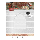 Y Studio Light Christmas collage paper pack, sheet 414 White patterns, featuring a festive collage header with Christmas scenes and a central preview of the white patterned vellum paper.