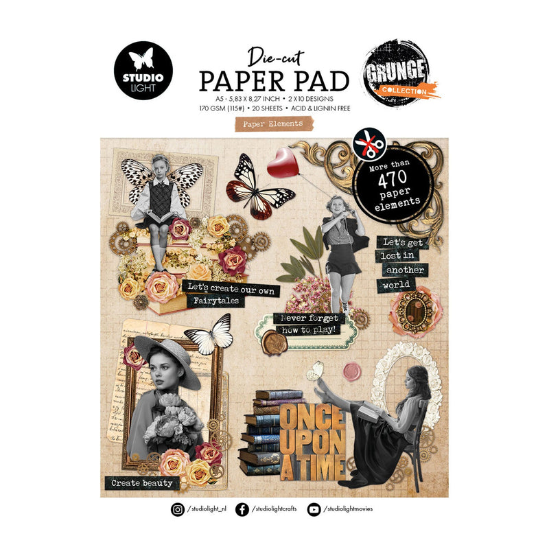 Studio Light Paper Elements A5 Grunge Die-Cut Paper Pad – CraftOnline
