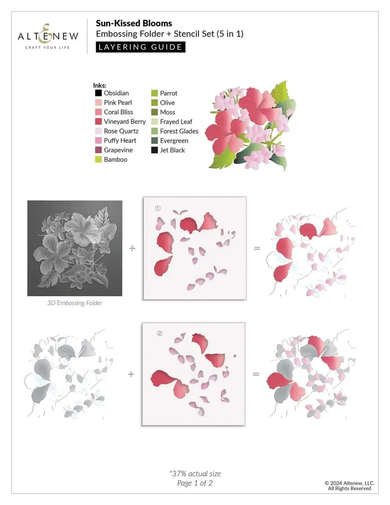 Altenew Sun-Kissed Blooms Botanical 3D Embossing Folder