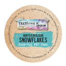A round roll of Textures by Lou Collins Kiss-Cut PET Tape, labeled 'Winter in Bloom Snowflakes', on a clean white background.