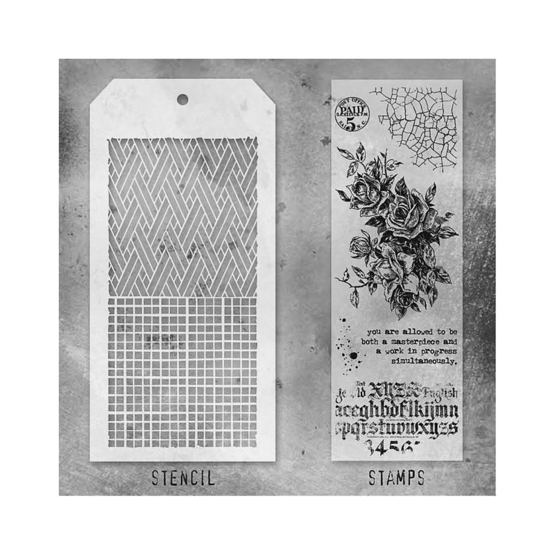 Tim Holtz Mixed-Media Stamps & Stencil - Set